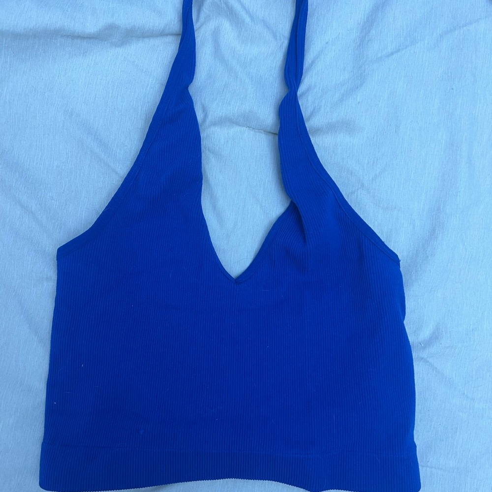 Blue Halter Neck Women's Top